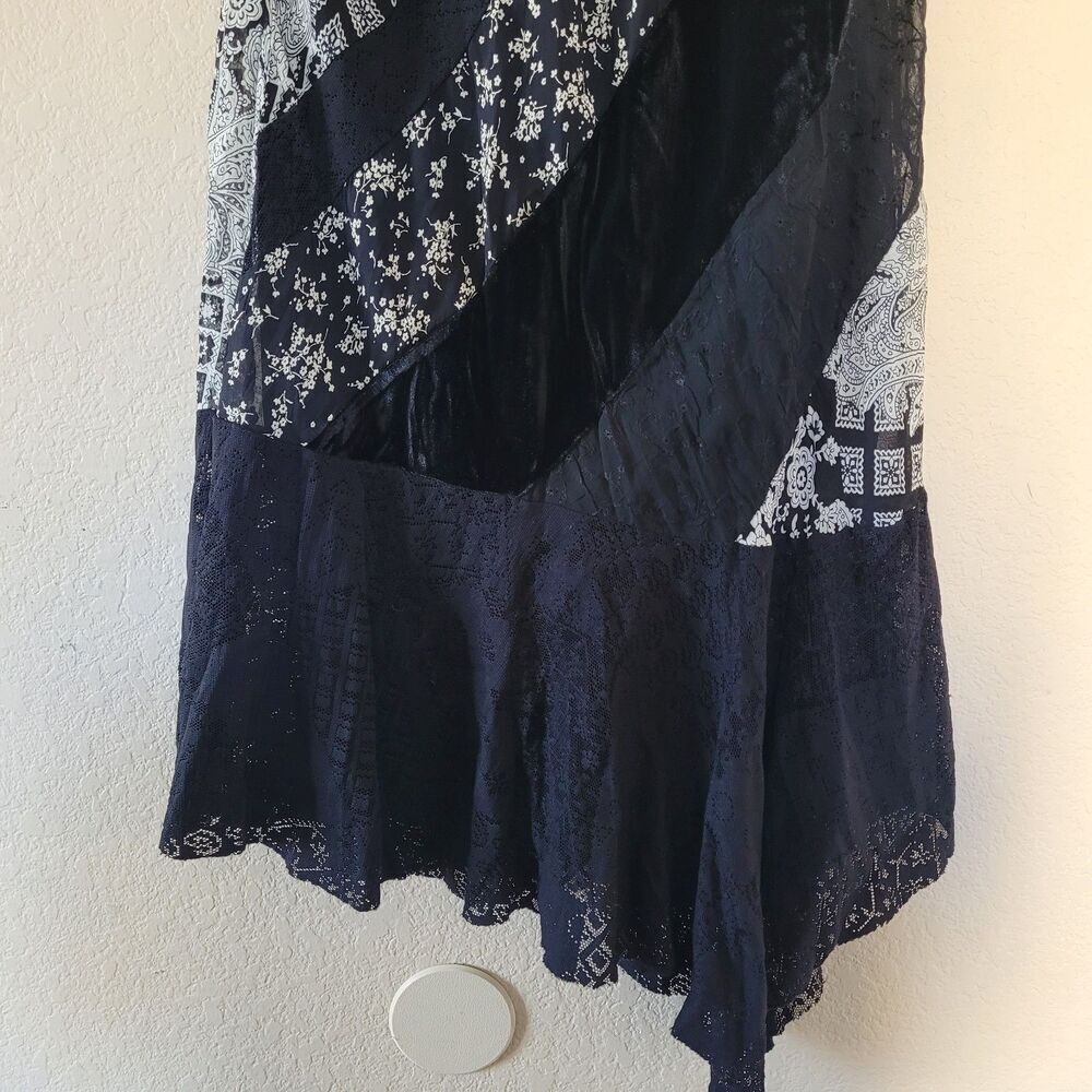 Womens Asymetrical Velvet Mix Media Skirt Size Small Bohemian Witchy Whimsygoth - Picture 5 of 7